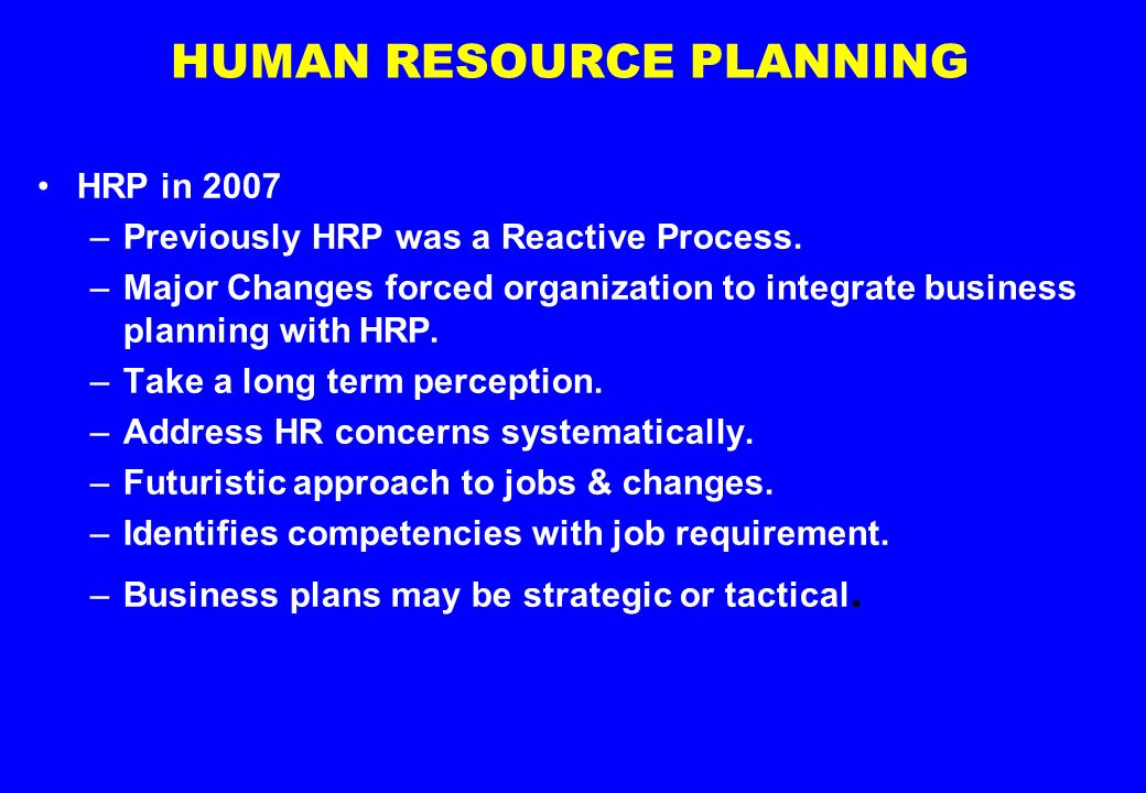 hrp tied business planning